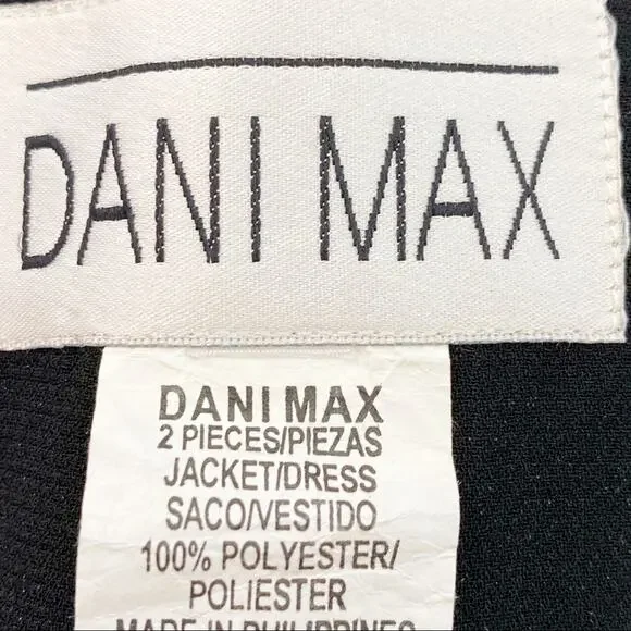 Dani Max Blazer Open Front Striped Short Sleeve Jacket Black Off White - Picture 3 of 5